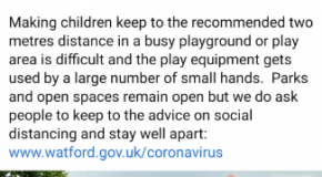 Closure of Watford play areas
